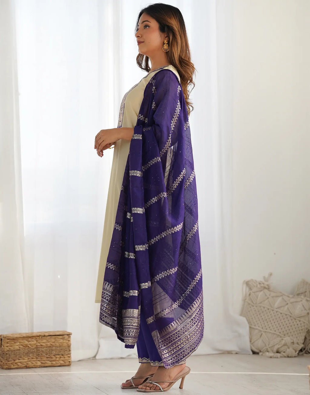 Silk Blend Embroidered Straight 3 Piece Kurta Set