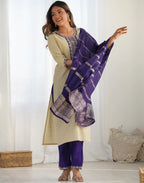 Silk Blend Embroidered Straight 3 Piece Kurta Set