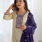 Silk Blend Sequence Embrodery Straight Kurta with Pant & Dupatta