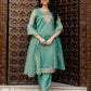 Skylee Light Green Organza Embroidered Straight Kurta Set for Women