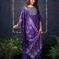 Cotton Blend Sequence, Embroidery Straight Kurta with Pant & Dupatta