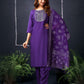Cotton Blend Sequence, Embroidery Straight Kurta with Pant & Dupatta