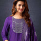 Cotton Blend Sequence, Embroidery Straight Kurta with Pant & Dupatta