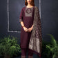 Cotton Blend Sequence Embroidery, Foil Print and Gota Lace Straight Kurta with Pant & Dupatta