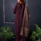 Cotton Blend Sequence Embroidery, Foil Print and Gota Lace Straight Kurta with Pant & Dupatta