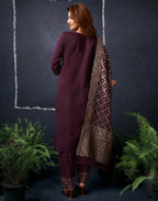 Cotton Blend Embroidered Straight 3 Piece Kurta Set