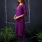 Cotton Blend Sequence Embroidery, Foil Print and Gota Lace Straight Kurta with Pant & Dupatta