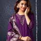 Cotton Blend Sequence Embroidery, Foil Print and Gota Lace Straight Kurta with Pant & Dupatta