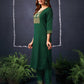 Cotton Blend Sequence Embroidery, Foil Print and Gota Lace Straight Kurta with Pant & Dupatta