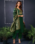 Cotton Blend Embroidered Straight 3 Piece Kurta Set