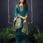 Cotton Blend Sequence Embroidery, Foil Print and Lace Straight Kurta with Pant & Dupatta