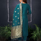 Cotton Blend Sequence Embroidery, Foil Print and Lace Straight Kurta with Pant & Dupatta