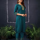 Cotton Blend Sequence Embroidery, Foil Print and Lace Straight Kurta with Pant & Dupatta