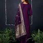 Cotton Blend Sequence, Embroidery and Lace Straight Kurta with Pant & Dupatta