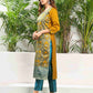Silk Blend Jacquard Work Straight Kurta with Pant & Dupatta