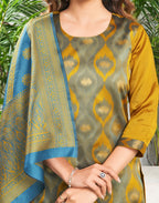 Silk Jacquard Woven Straight 3 Piece Kurta Set
