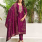 Silk Blend Jacquard Work Straight Kurta with Pant & Dupatta