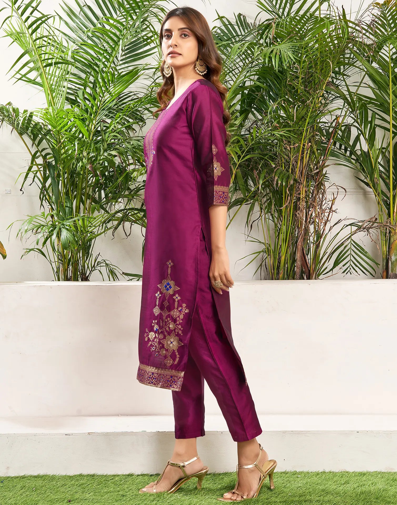 Silk Jacquard Woven Straight 3 Piece Kurta Set