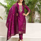 Silk Blend Jacquard Work Straight Kurta with Pant & Dupatta