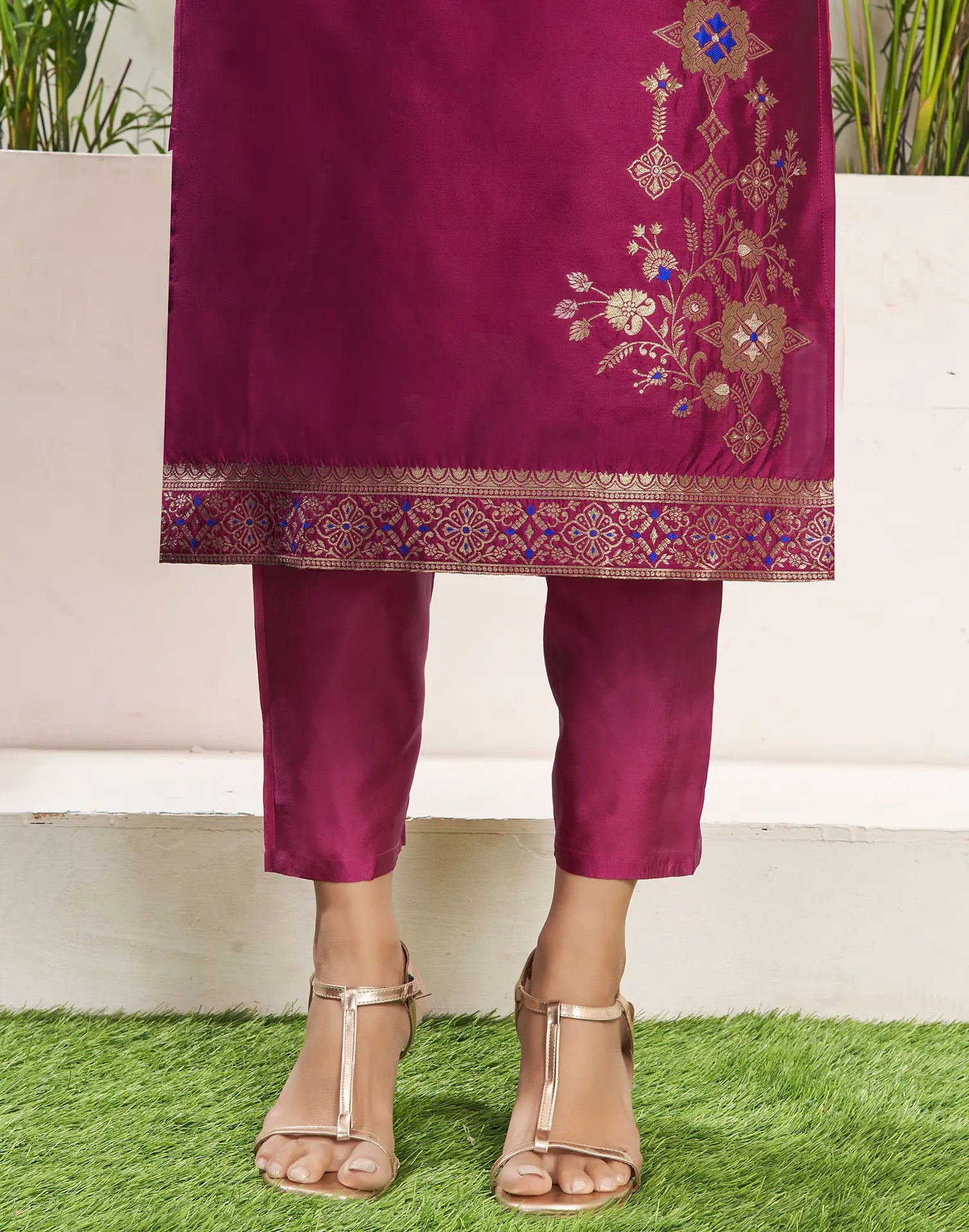 Silk Jacquard Woven Straight 3 Piece Kurta Set