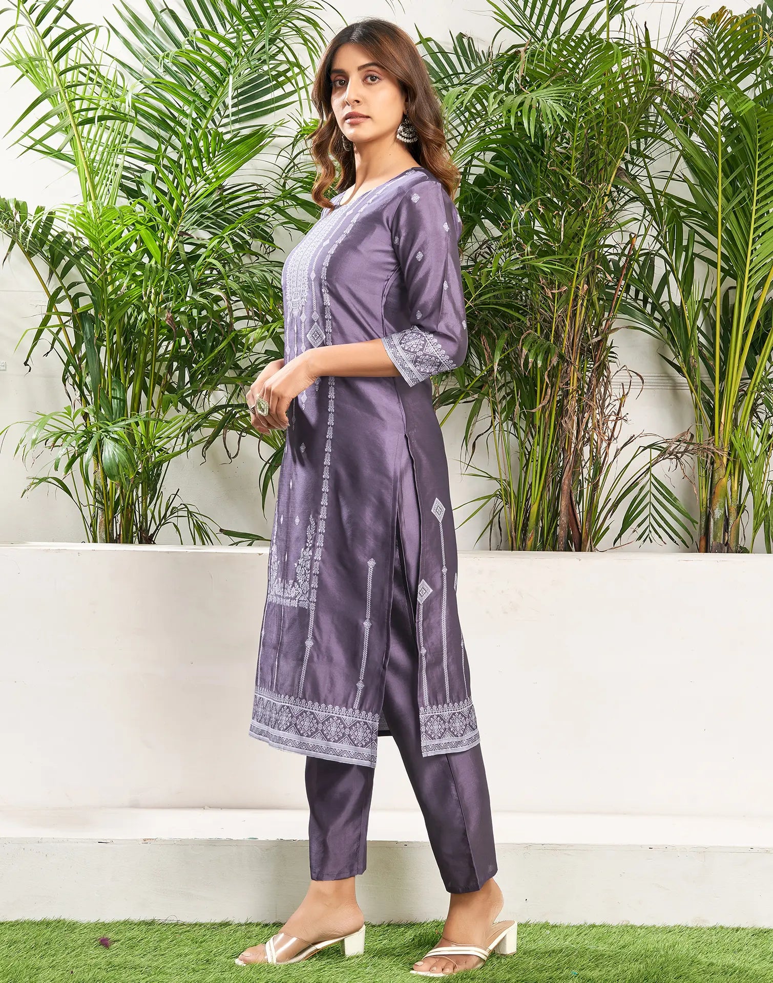 Silk Jacquard Woven Straight 3 Piece Kurta Set