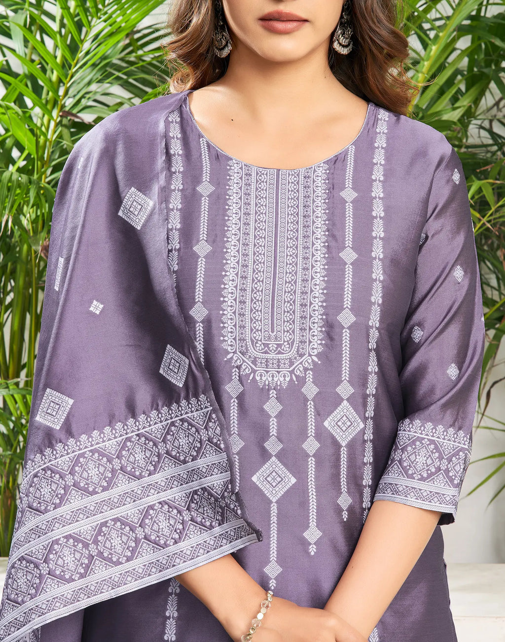 Silk Jacquard Woven Straight 3 Piece Kurta Set