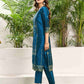Silk Blend Jacquard Work Straight Kurta with Pant & Dupatta