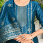 Silk Blend Jacquard Work Straight Kurta with Pant & Dupatta