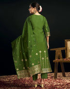Silk Jacquard Woven Straight 3 Piece Kurta Set