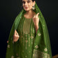 Silk Blend Jacquard Work Straight Kurta with Pant & Dupatta
