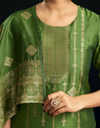 Silk Jacquard Woven Straight 3 Piece Kurta Set