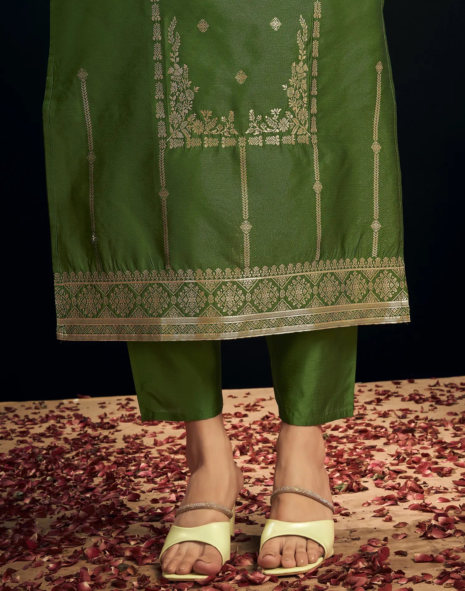 Silk Jacquard Woven Straight 3 Piece Kurta Set