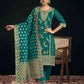 Silk Blend Jacquard Work Straight Kurta with Pant & Dupatta