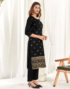 Silk Jacquard Woven Straight 3 Piece Kurta Set