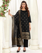 Silk Jacquard Woven Straight 3 Piece Kurta Set