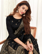 Silk Jacquard Woven Straight 3 Piece Kurta Set