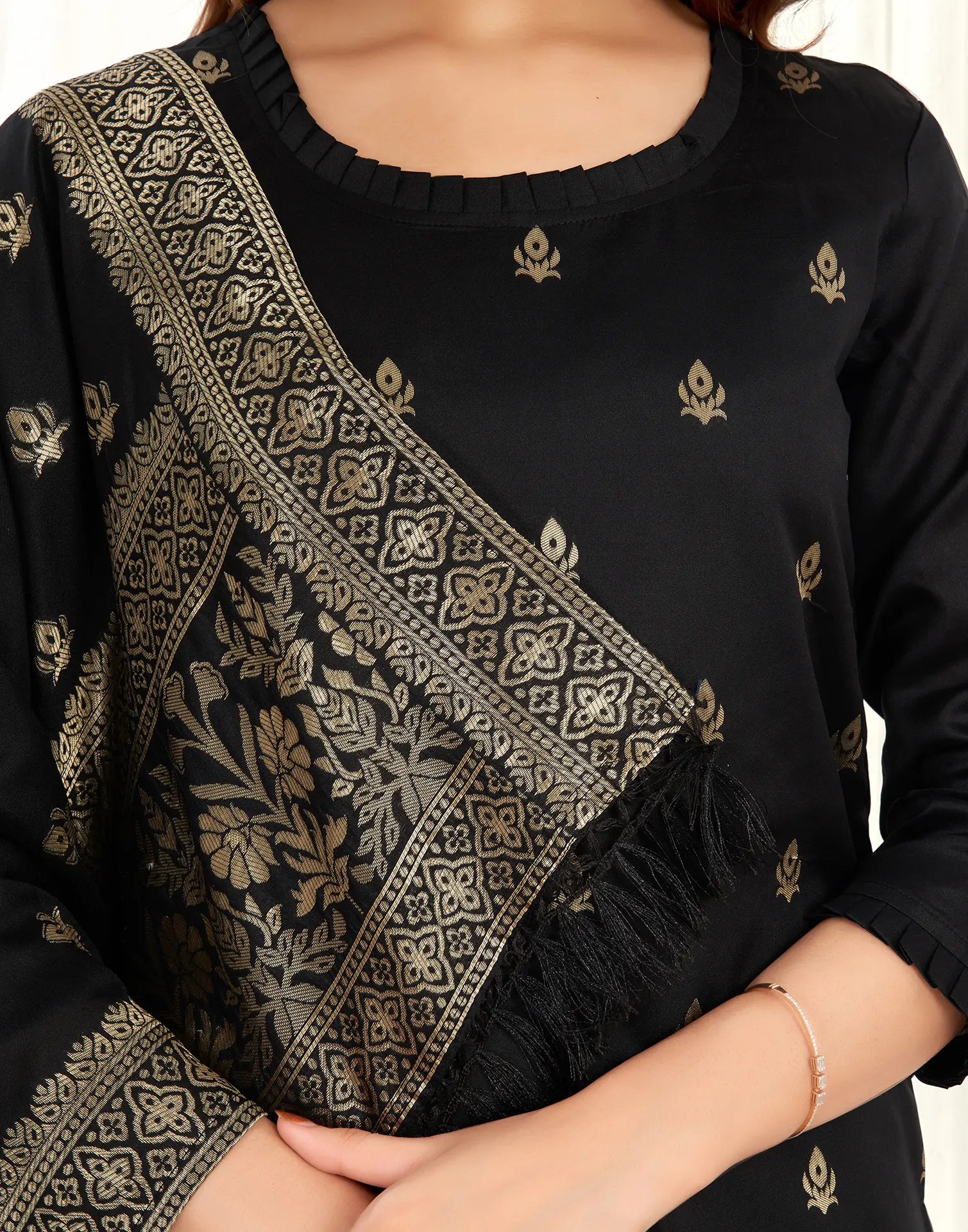 Silk Jacquard Woven Straight 3 Piece Kurta Set
