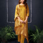 Silk Blend Jacquard Work Straight Kurta with Pant & Dupatta