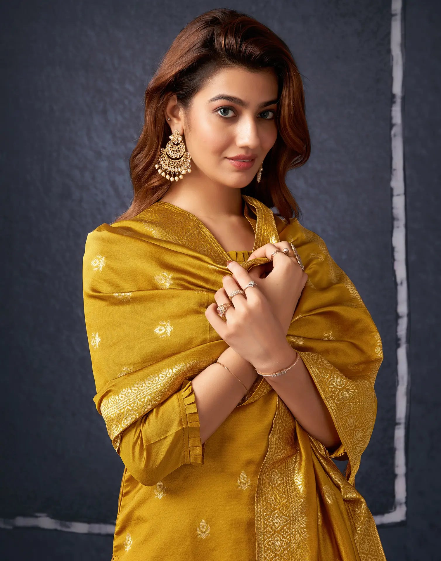 Silk Jacquard Woven Straight 3 Piece Kurta Set