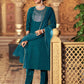 Velvet Sequins, Embroidery and Gota Lace Straight Kurta with Pant & Dupatta