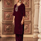 Velvet Sequins, Embroidery and Gota Lace Straight Kurta with Pant & Dupatta