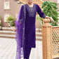 Velvet Sequins, Embroidery and Embroidery Lace Straight Kurta with Pant & Dupatta