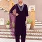Velvet Sequins, Embroidery and Gota Lace Straight Kurta with Pant & Dupatta