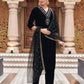 Velvet Sequins, Embroidery and Gota Lace Straight Kurta with Pant & Dupatta