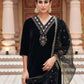 Velvet Sequins, Embroidery and Gota Lace Straight Kurta with Pant & Dupatta