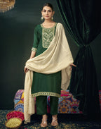 Vichitra Silk Embroidered Straight 3 Piece Kurta Set