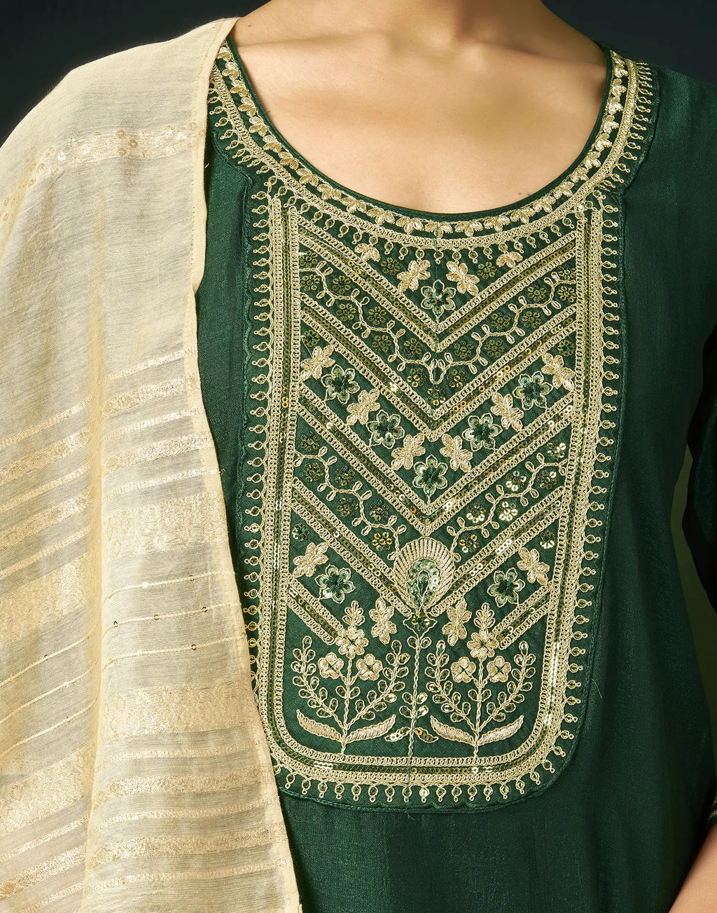 Vichitra Silk Embroidered Straight 3 Piece Kurta Set