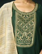 Vichitra Silk Embroidered Straight 3 Piece Kurta Set