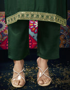 Vichitra Silk Embroidered Straight 3 Piece Kurta Set