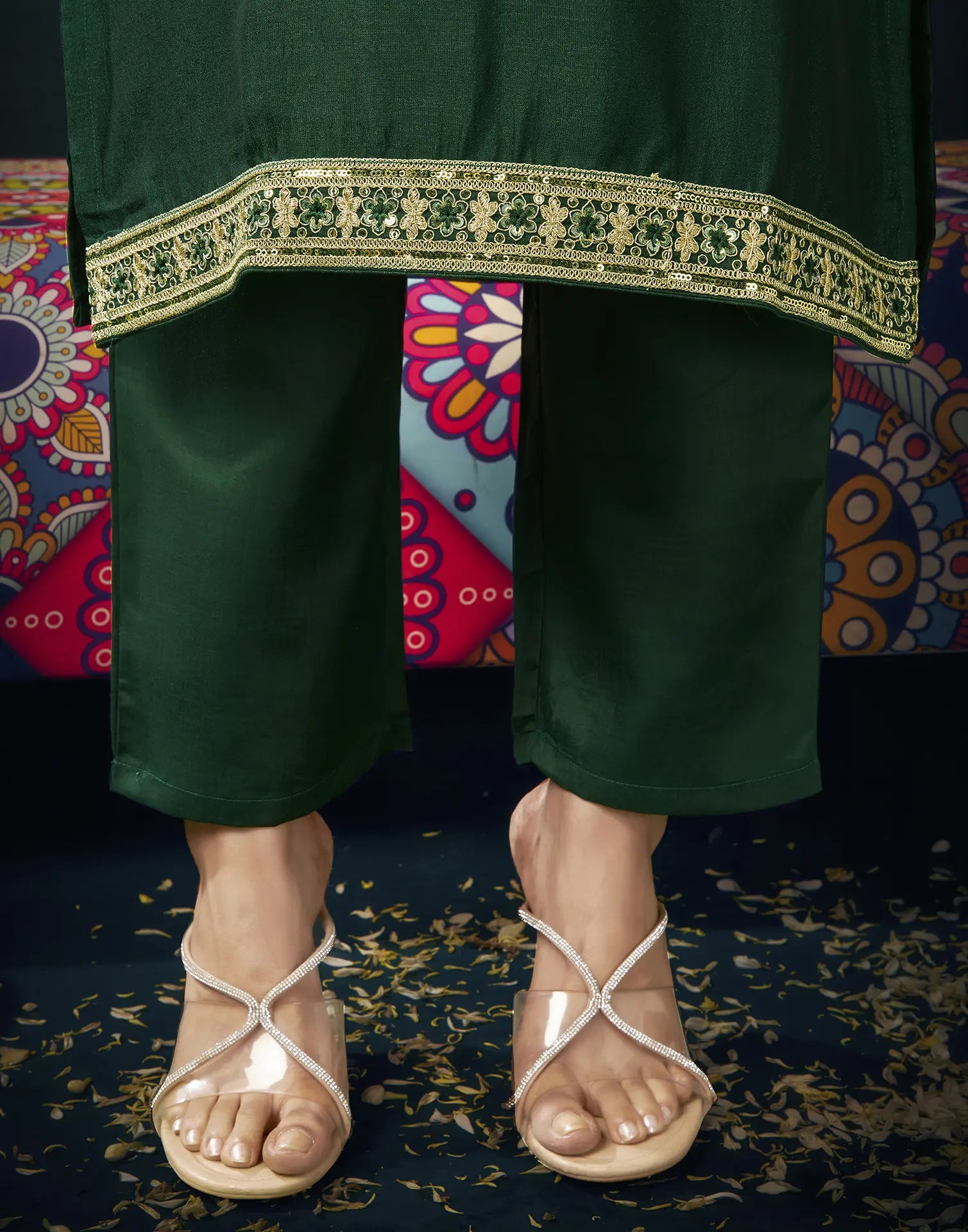 Vichitra Silk Embroidered Straight 3 Piece Kurta Set